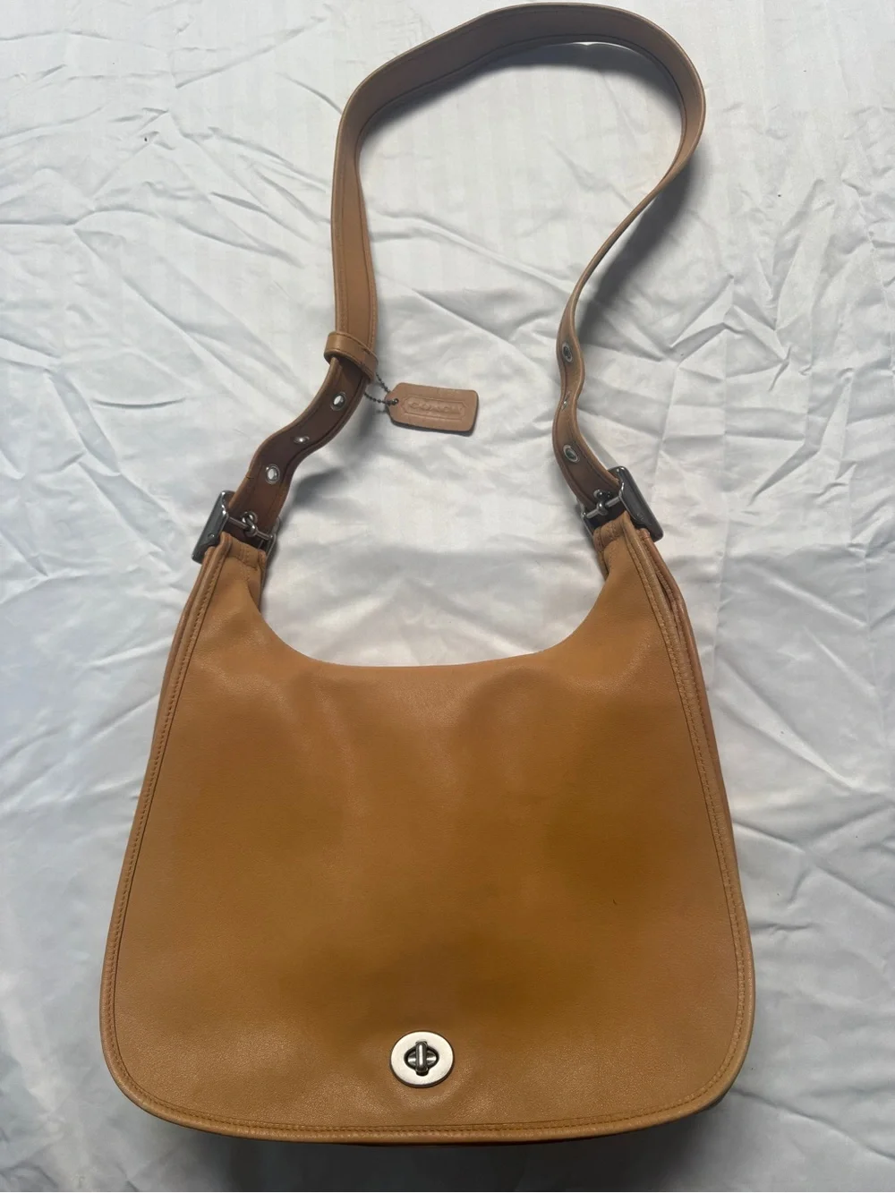Coach Caramel Leather Shoulder Bag with Turnlock